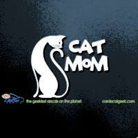 Cat Mom Lady Car Decal Sticker