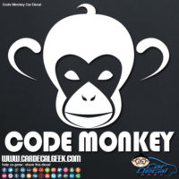 Code Monkey Car Window Decal Sticker Graphic