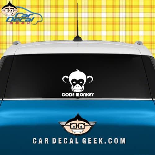 Code Monkey Car Window Decal Sticker Graphic Code Monkey Car Window Decal Sticker Graphic