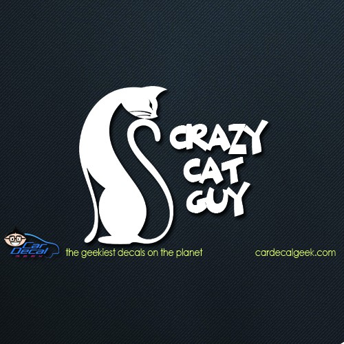 Crazy Cat Guy Car Decal