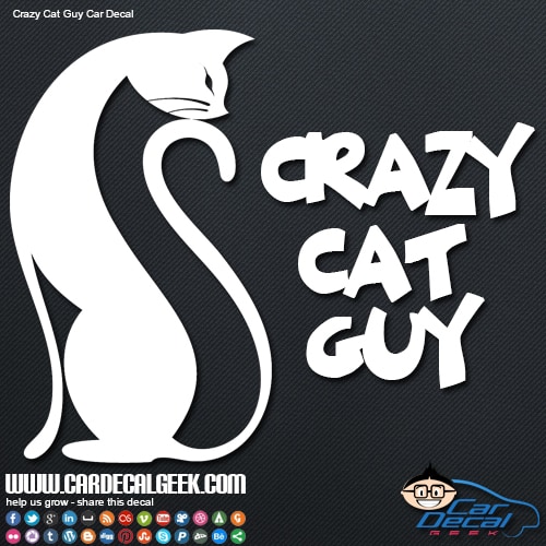 Crazy Cat Guy Car Decal Sticker
