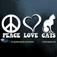 Peace, Love and Cats Car Decal