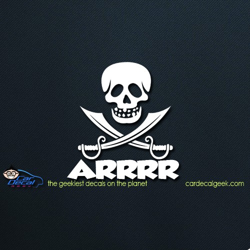 Pirate Arrrr Skull Swords Car Decal Pirate Arrrr Skull Swords Car Decal