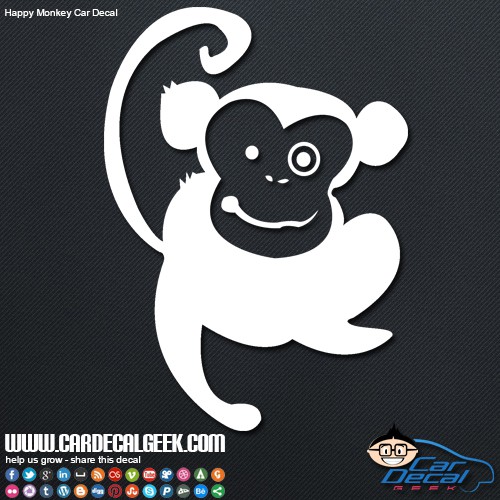 Cute Happy Monkey Car Window Decal Sticker Graphic