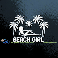 Tropical Beach Girl Car Window Decal
