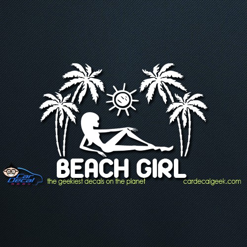 Tropical Beach Girl Car Window Decal