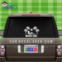 Tropical Beach Girl Car Window Decal Sticker