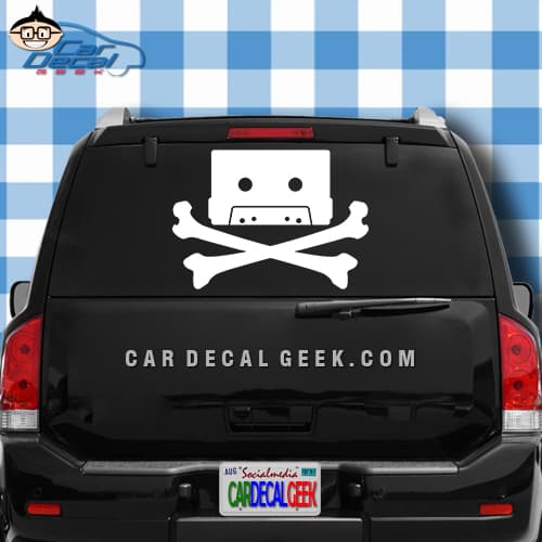 80s Cassette Tape Skull and Cross Bones Car Decal Sticker 80s Cassette Tape Skull and Cross Bones Car Decal Sticker
