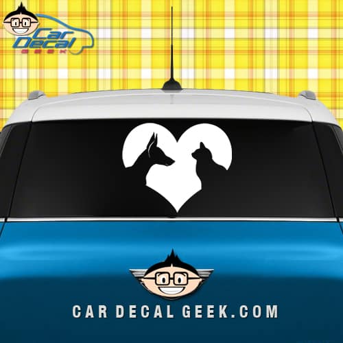 Cat & Dog Heart Lover Car Window Decal Sticker