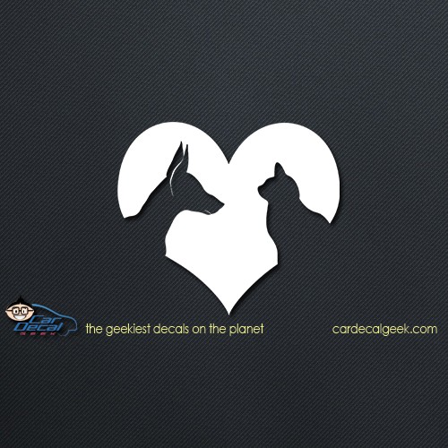 Cat & Dog Heart Lover Car Decal