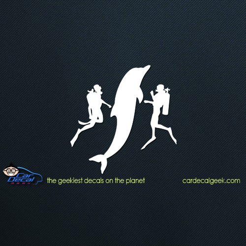 Scuba Divers with Dolphin Car Decal
