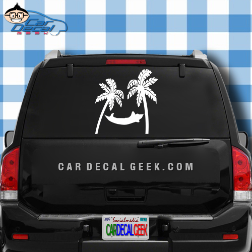 Tropical Hammock in Paradise Car Window Decal Sticker
