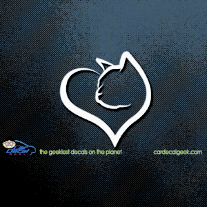Cat And Dog Embrace Love Heart Car Bumper Sticker Decal "SIZES'' 
