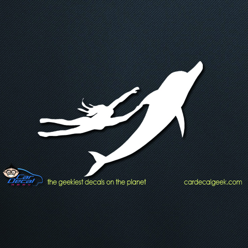 Woman Riding Dolphin Decal Sticker