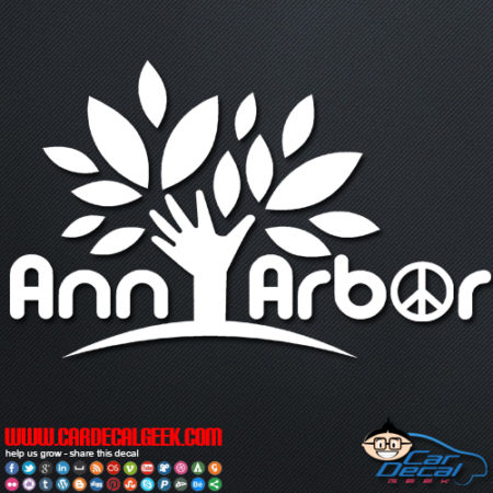 Ann Arbor Peace Tree Car Window Decal Sticker | Michigan Decals