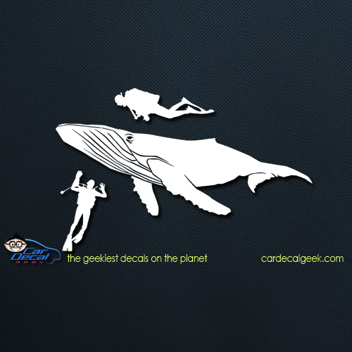 Whale and Scuba Divers Car Decal