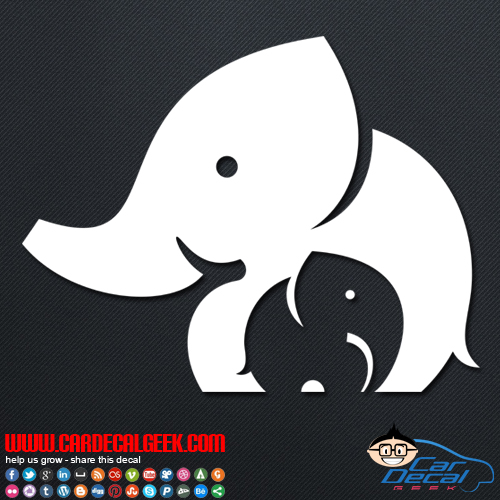 Mother and Baby Elephant Car Decal