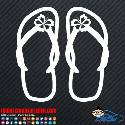 Flip Flops with Hibiscus Flowers Car Decal