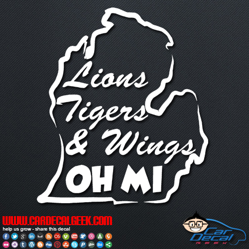 Lions Tigers & Wings Oh MI Decal Sticker