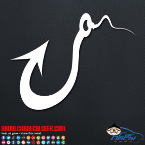 1 ONE Fish Hook Decal Sticker Car Boating Boat Fishing Ocean Beach Angler New 