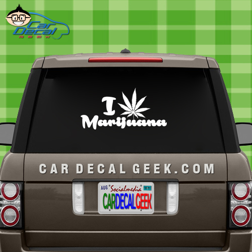 I Love Marijuana Car Window Decal Sticker