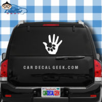 Dog Paw in Human Hand Car Window Decal Sticker