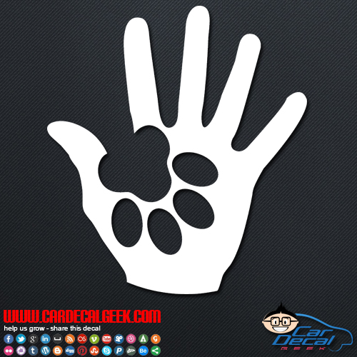 Dog Paw in Human Hand Decal Sticker