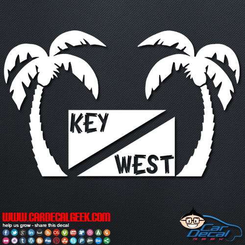 Key West Scuba Flag Palm Trees Decal Sticker