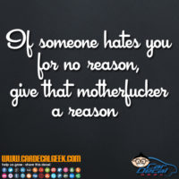 If Someone Hates You for No Reason Give That Motherfucker a Reason Decal