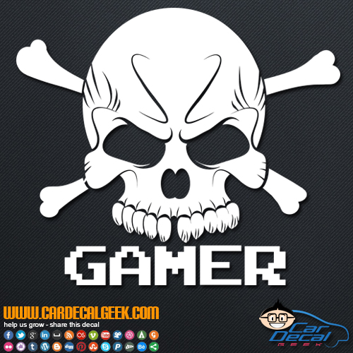 Gamer Skull Decal Sticker