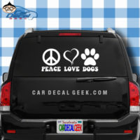 Peace Love Dogs Paw Print Car Window Decal Sticker