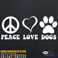 Peace Love Dogs Paw Print Decal Sticker