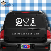 Peace Love Cure Cancer Ribbon Car Window Decal Sticker