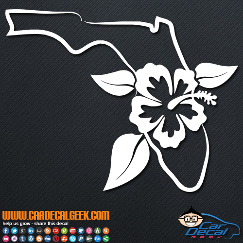 Florida Tropical Hibiscus Flower Decal Sticker