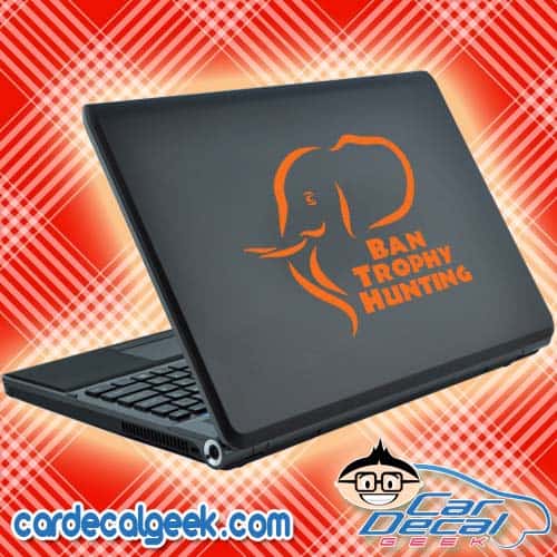 Ban Trophy Hunting Elephant Laptop Decal Sticker