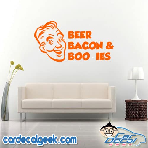 Beer Bacon & Boobies Wall Decal Sticker
