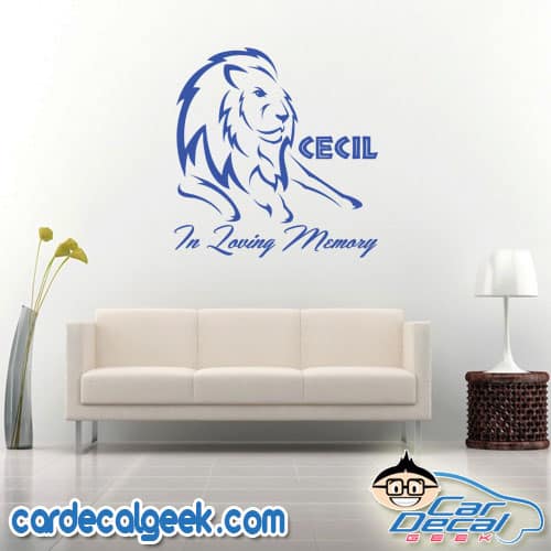 Cecil the Lion In Loving Memory Wall Decal Sticker