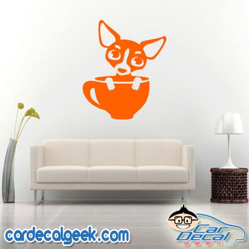 Adorable Chihuahua in Cup Wall Decal Sticker