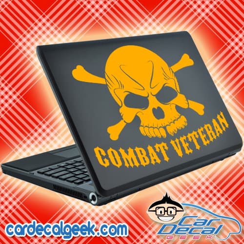 Combat Veteran Skull Laptop Decal Sticker