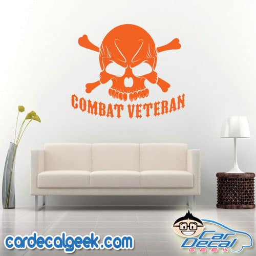 Combat Veteran Skull Wall Decal Sticker