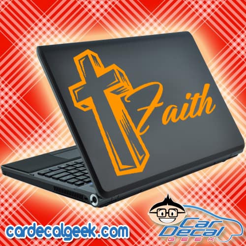 3D Cross Faith Laptop Decal Sticker