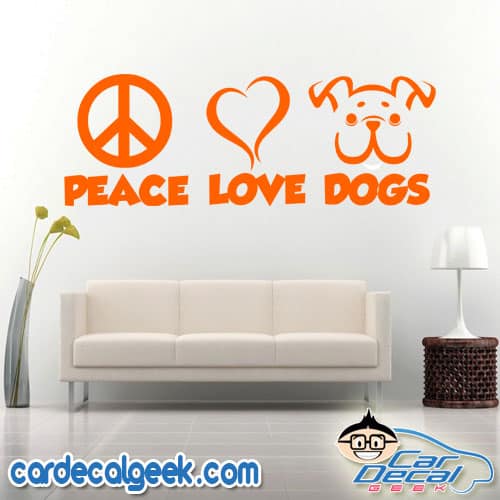 Peace Love Dogs Wall Decal Sticker