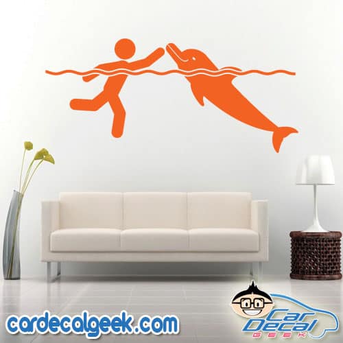 Swimming With Dolphins Wall Decal Sticker