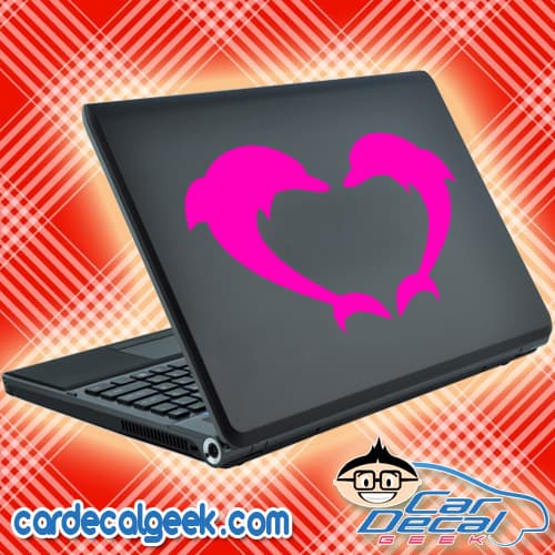 Dolphins Forming a Heart Laptop Decal Sticker