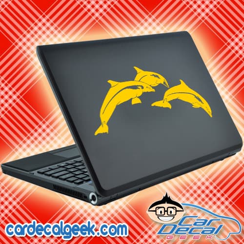 Three Jumping Dolphins Laptop Decal Sticker