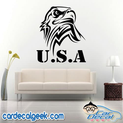 Awesome USA Eagle Head Wall Decal Sticker
