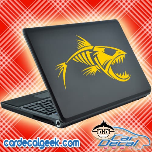Bad-Ass Fish Skeleton Laptop Decal Sticker
