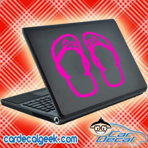 Flip Flops with Hibiscus Flowers Laptop Decal Sticker