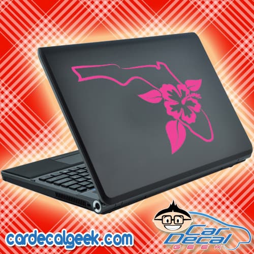 Florida Tropical Hibiscus Flower Laptop Decal Sticker