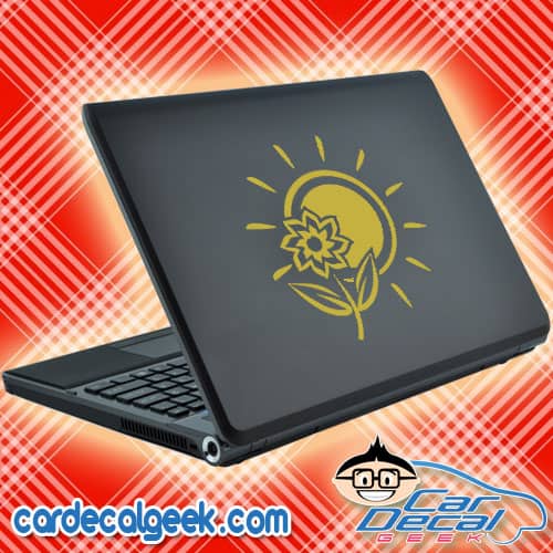 Tropical Sun and Flower Laptop Decal Sticker